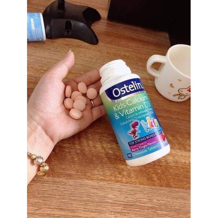 Vitamin D3 và Canxi cho bé  Ostelin Kids - 90 viên nhai - Cho bé từ 2 tuổi