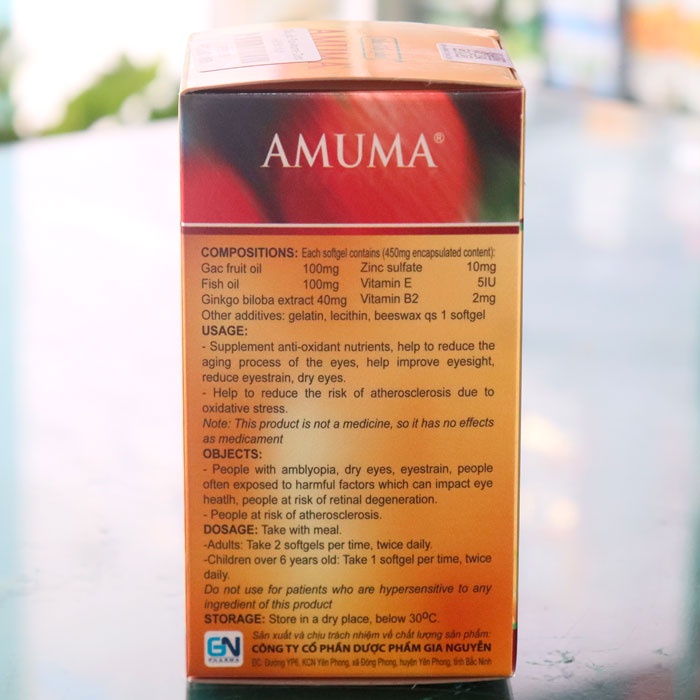 Dầu gấc Plus Amuma – Hỗ trợ bổ sung Omega 3 giúp sáng mắt, tăng cường thị lực (Hộp 60 viên)