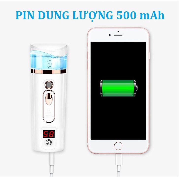 Xông mặt đo độ ẩm, Máy xịt khoáng xông mặt nano mini,đo độ nhờn của da ,kiêm sặc dự phòng | BigBuy360 - bigbuy360.vn
