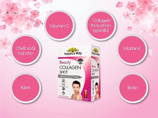 Beauty Collagen Shot Nature's way- Collagen dạng nước hộp 10 chai 50ml/ chai của Úc (hộp 500ml) | BigBuy360 - bigbuy360.vn
