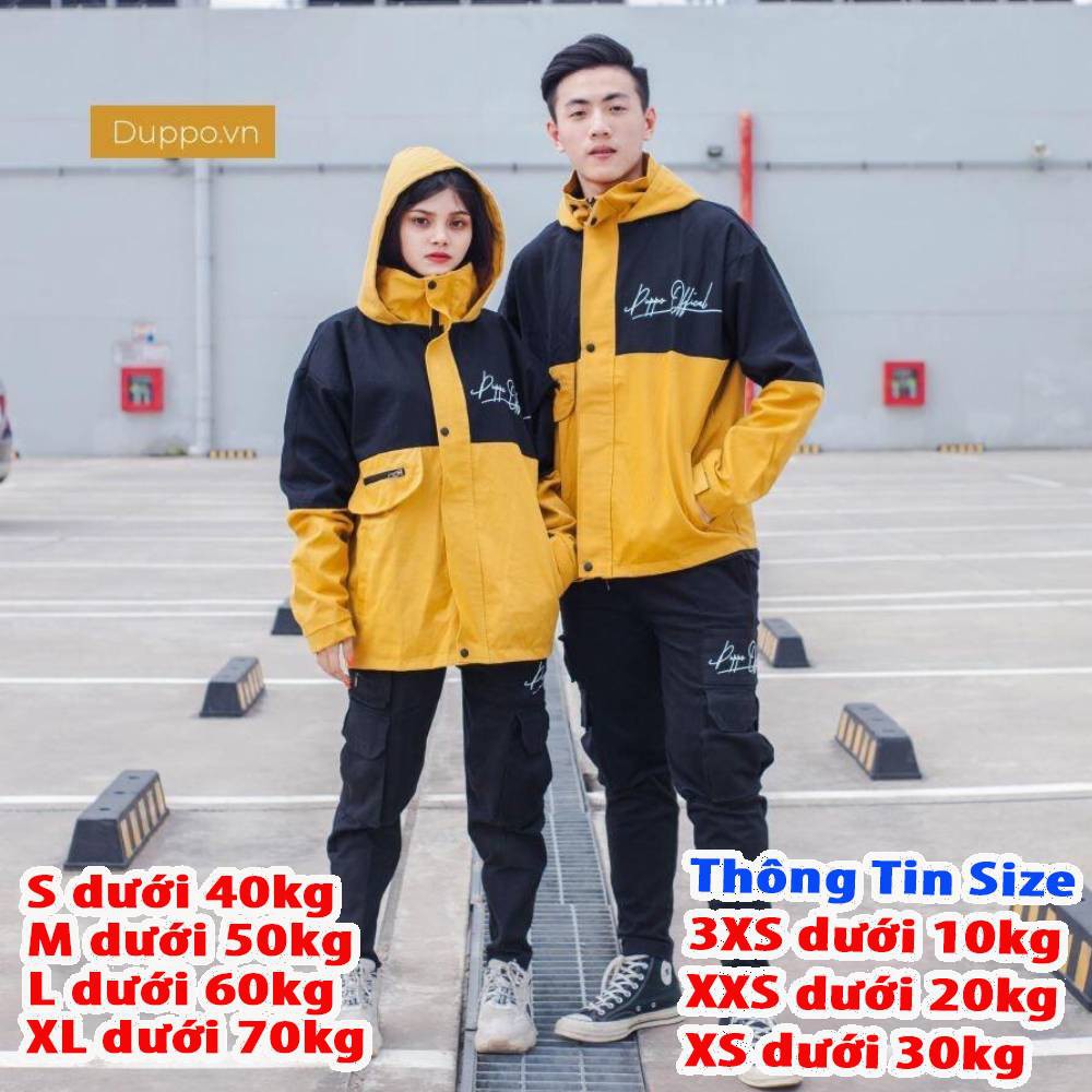 Áo khoác dù nam nữ cổ cao có nón vàng đen 95 giá rẻ cực hot