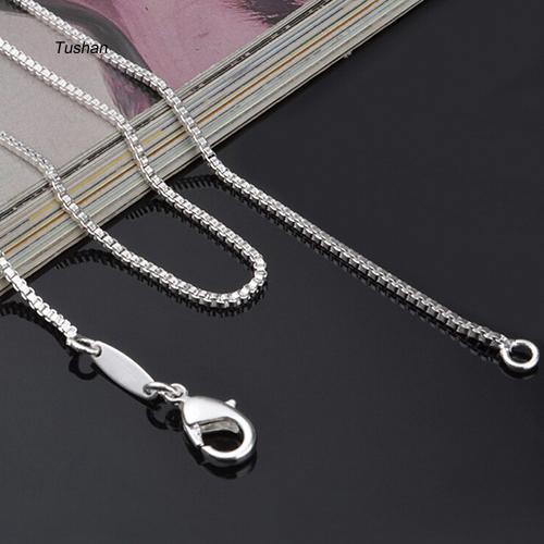 TUSH_Unisex 1.4mm 925 Sterling Silver Box Chain Necklace Jewelry 16" 18" 20" 22" 24"