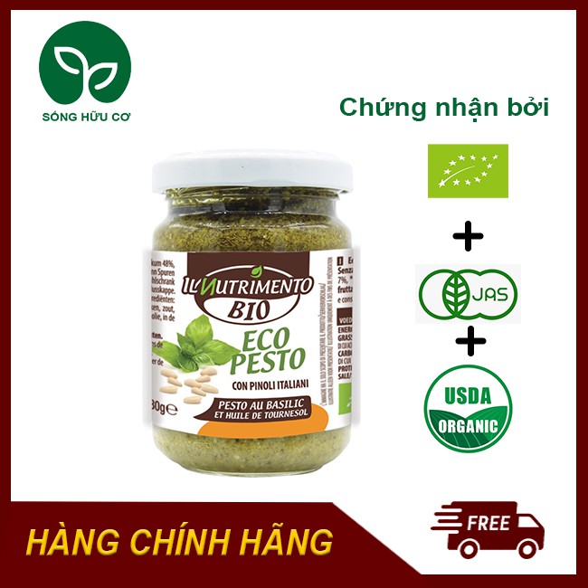 Sốt Pesto Thuần Chay Hữu Cơ 130g IL Nutrimento Pesto Without Cheese Date 2022