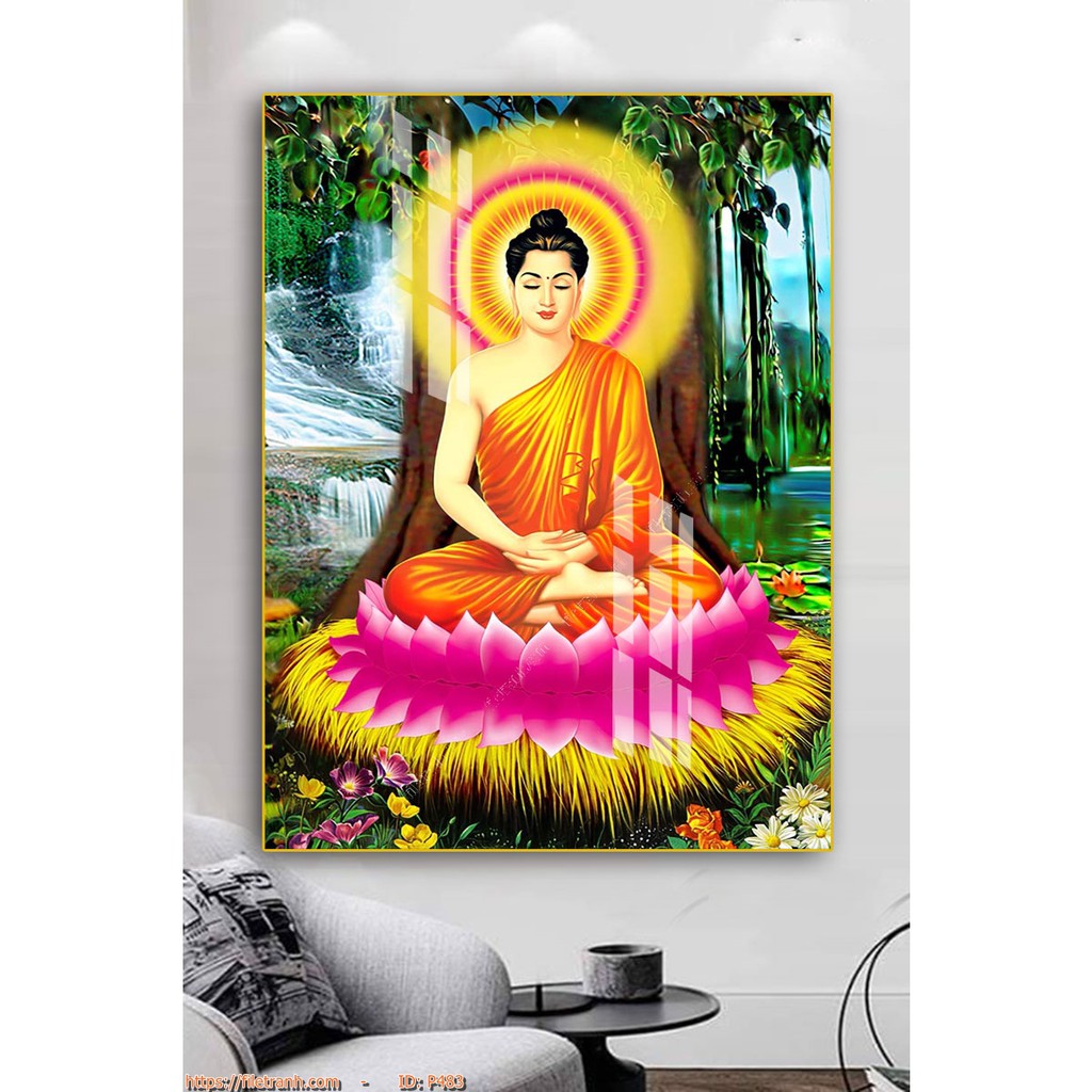 Tranh phật giáo 60x90cm - Tranh treo tường in UV ( Tráng gương bóng) | BigBuy360 - bigbuy360.vn