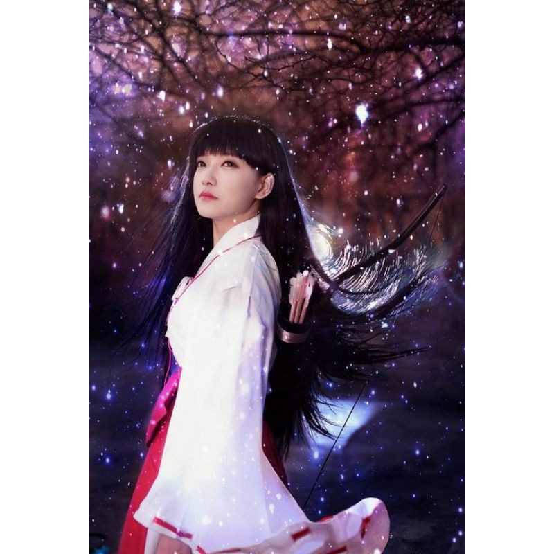 [sẵn] Wig/tóc giả Kikyo/Kagome - Inuyasha màu đen mái bằng [Miu Cosplay]
