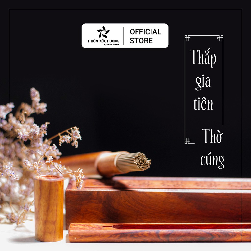 Bộ Nhang Trầm Hương Không Tăm hộp gỗ Thiên Mộc Hương, mùi thơm dịu, thư giản, giải stress, 80 cây