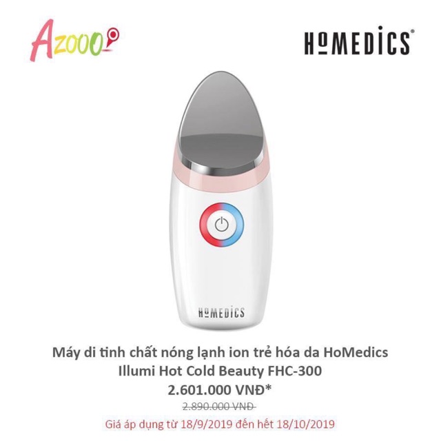 Máy di tinh chất nóng lạnh ion trẻ hóa da HoMedics Illumi FHC-300 Azooo