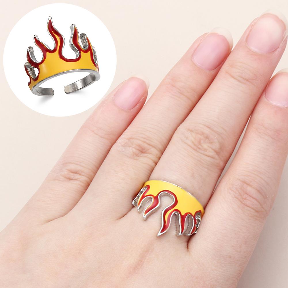 Nhẫn Hở Hình Ngọn Lửa Phong Cách Retro Gothic Cho Nam