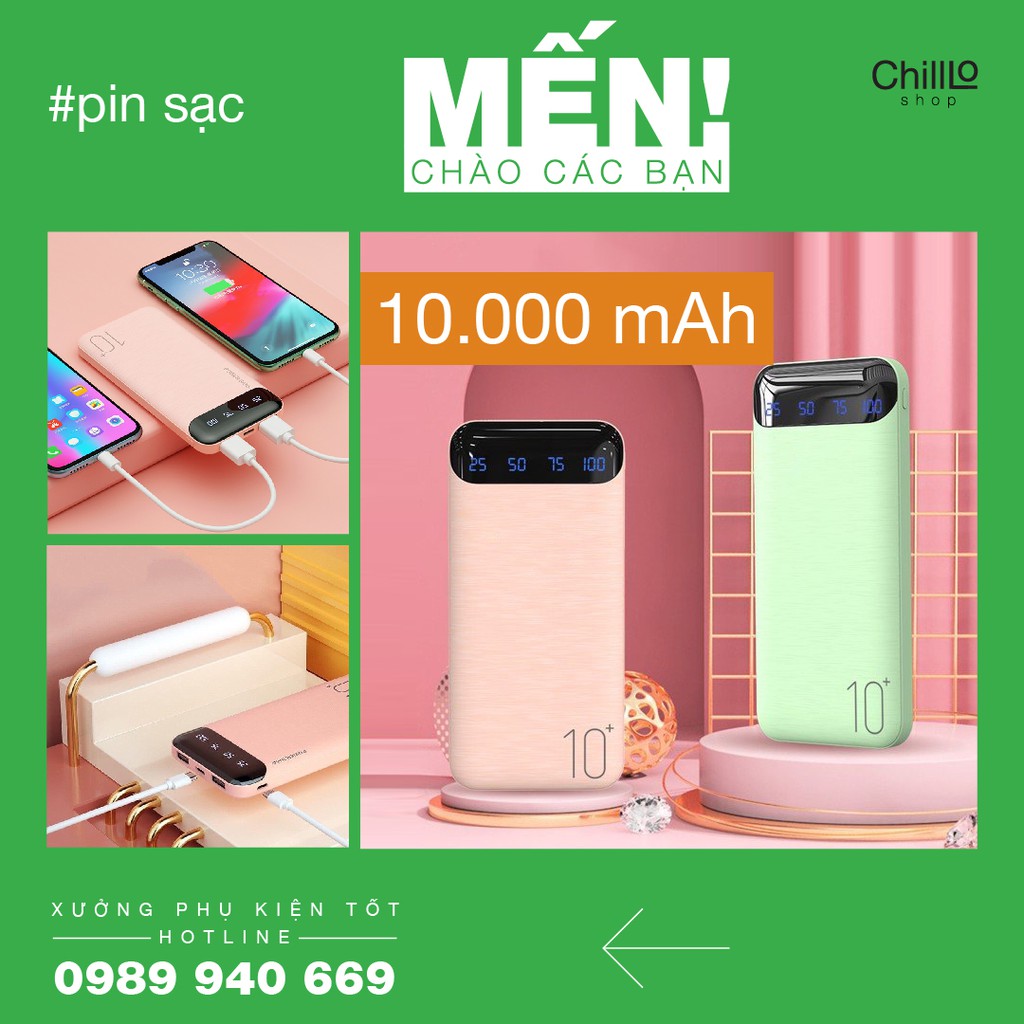 Cục Sạc Dự Phòng 10000mAh REMAX - Pin Sạc Dự Phòng Chính Hãng WK WP-161 Dành Cho Điện Thoại, Máy Tính Bảng