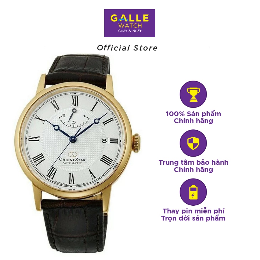 Đồng hồ cơ dây da nam Orient RE-AU0001S00B mặt kính Saphire chống xước, chống nước 5 ATM, trữ cót lên đến 50 tiếng