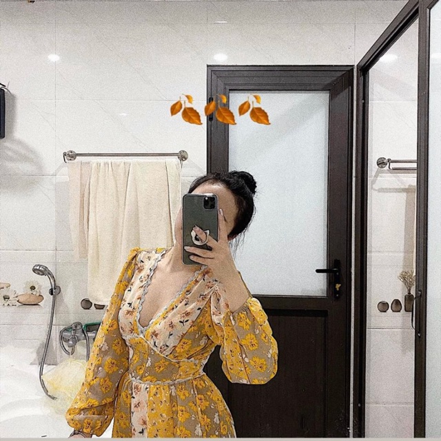 ( Ảnh thật ) 0351 áo liền quần hoạ tiết viền ren