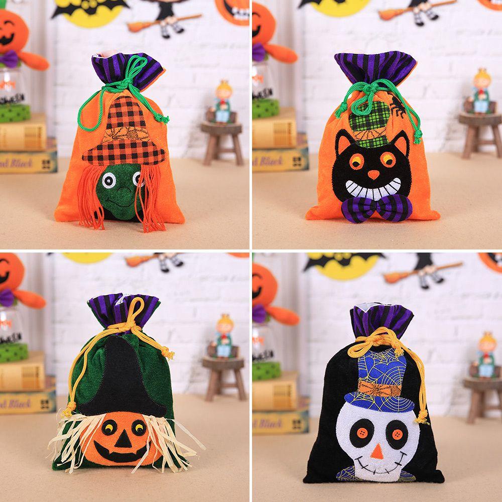 LAKAMIER Bộ 2 Túi Đựng Kẹo Halloween Bằng Vải Nhung Trang Trí Lễ Hội