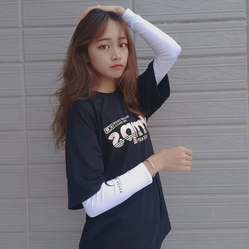Đôi găng cánh tay che nắng bảo vệ sợi tổng hợp lụa lạnh phong cách Hàn Quốc dành cho cả nam và nữ