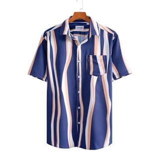 Áo sơ mi nam họa tiết tay ngắn Striped Pattern Shirt ASM50 ZUMAN form suông, chất lụa chéo cao cấp, thoáng mát