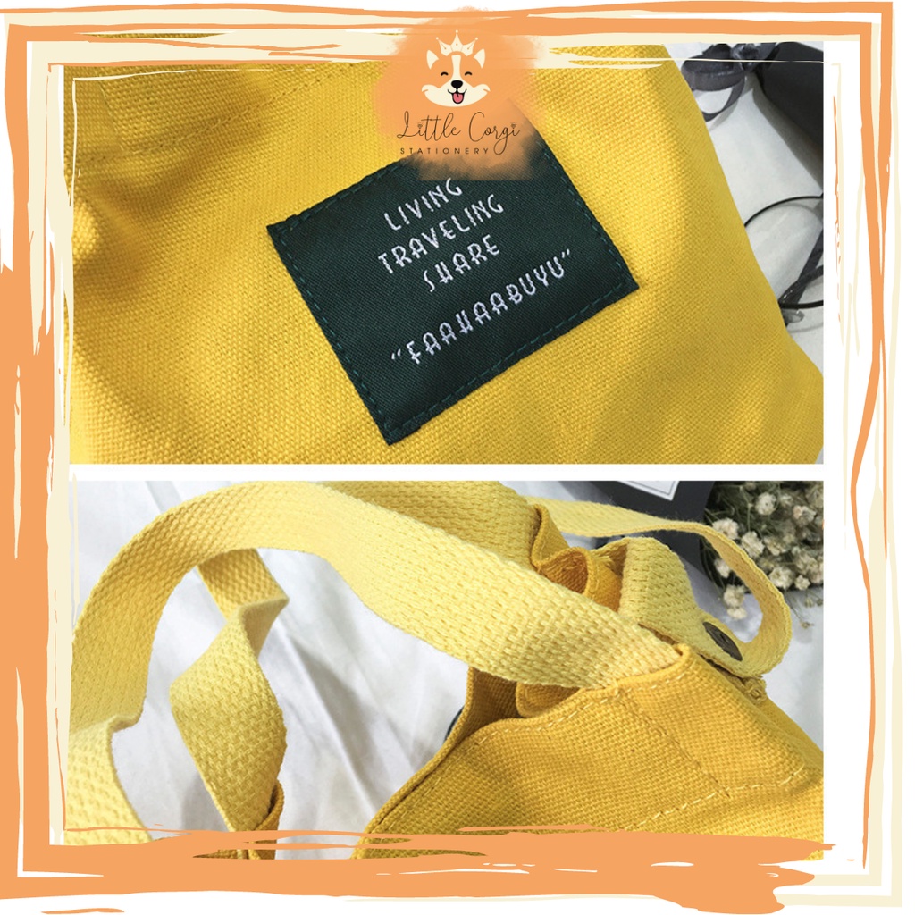 Túi canvas đeo chéo thời trang Hàn Quốc cho bé - Túi tote đeo chéo có quai xách