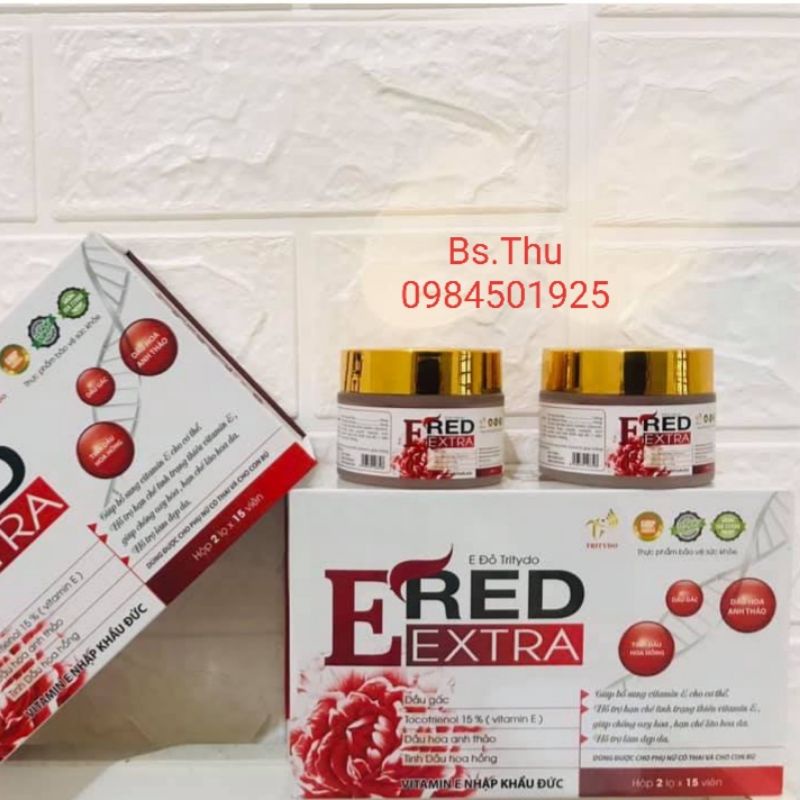 E đỏ TRITYDO hộp 30 viên (2 lọ) uống 1 tháng hỗ trợ đẹp da, tăng cường nội tiết tố nữ