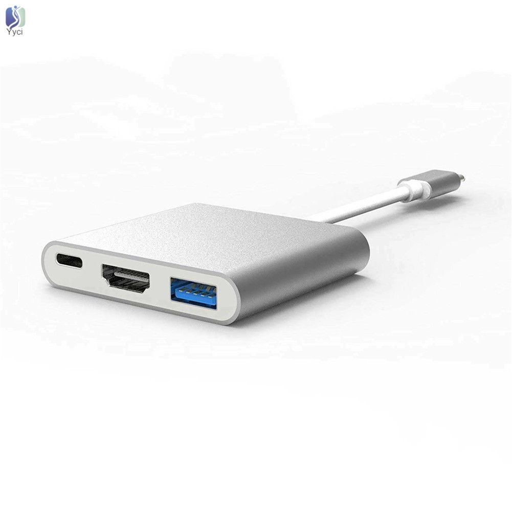 Adapter USB Type C sang USB-C 4K HDMI 3 trong 1 cho laptop máy tính