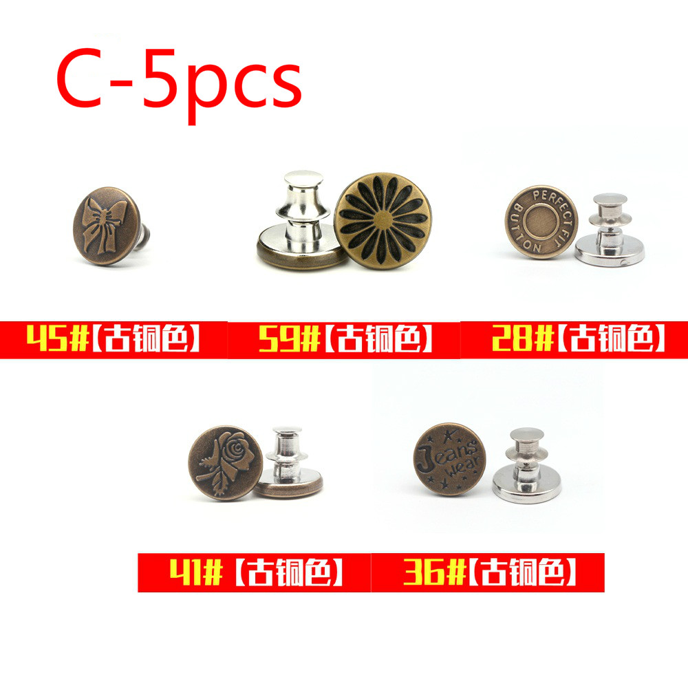 Bộ 5 Nút Thắt Lưng Quần Jean Có Thể Tháo Rời phụ kiện thắt lưng nữ