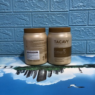 Hấp dầu tacavy collagen siêu mềm mượt phục hồi tóc hư tổn 1000ml