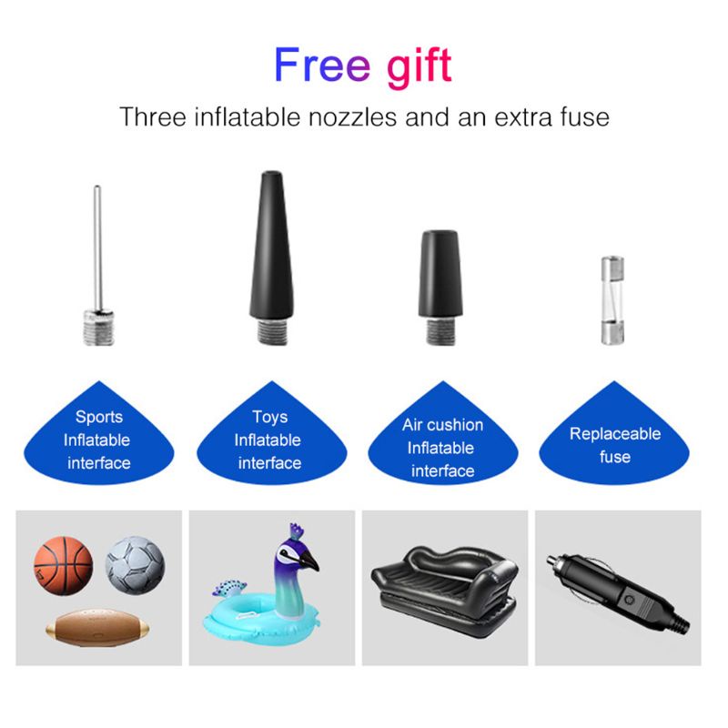 Máy Bơm Hơi Mini Có Đèn LED 12V Chất Lượng Cao