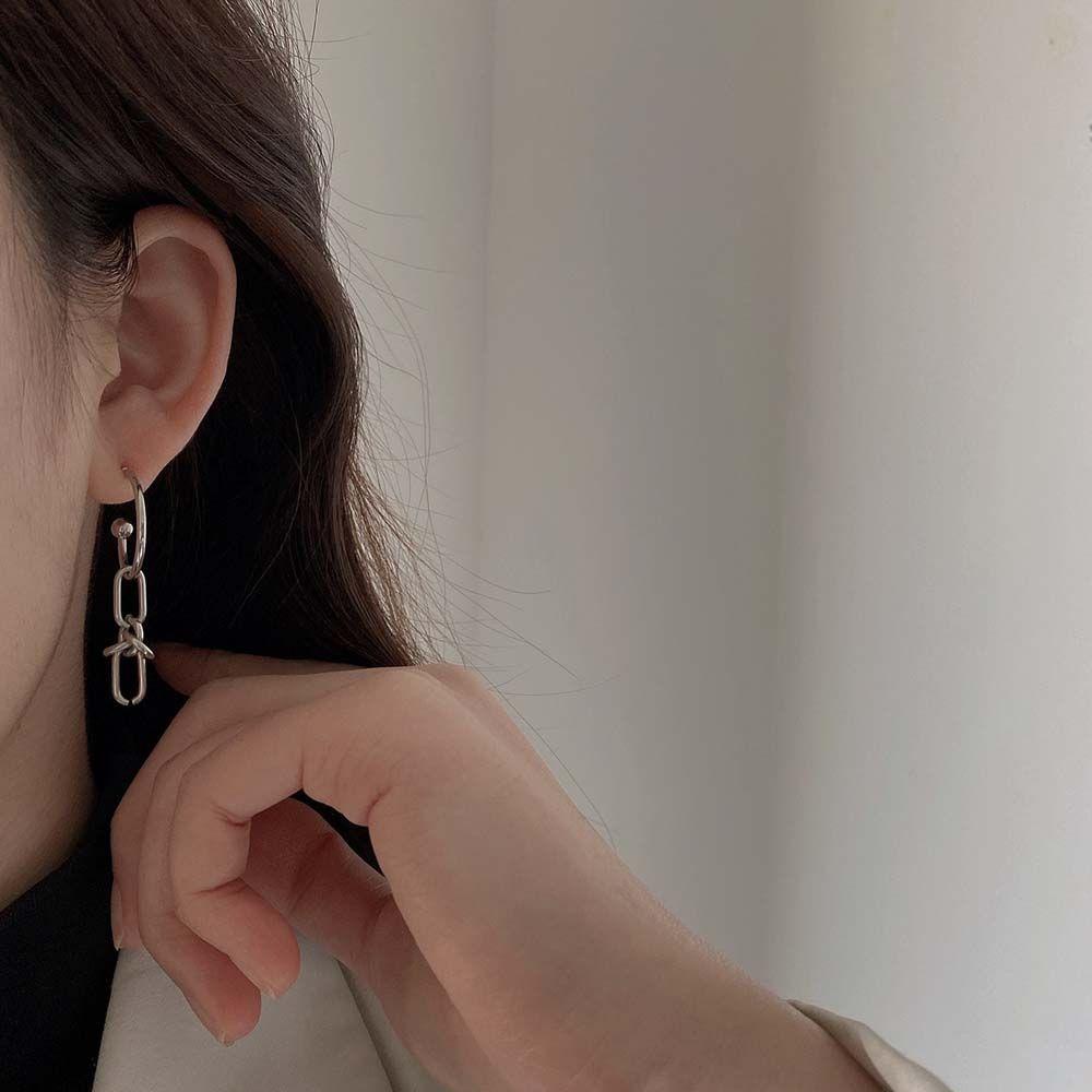 Bông Tai Dáng Dài Thắt Nút Họa Tiết Hình Học Phong Cách Hàn Quốc Thời Trang Cho Nữ