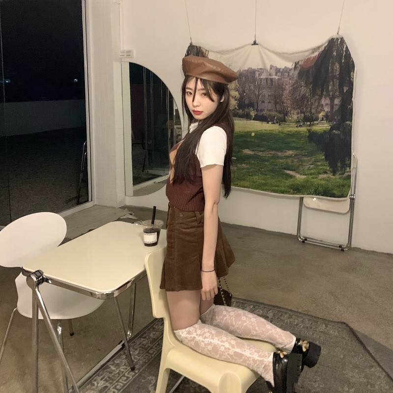 Bộ Áo Dệt Kim + Chân Váy Xếp Li Xinh Xắn Dành Cho Nữ | BigBuy360 - bigbuy360.vn