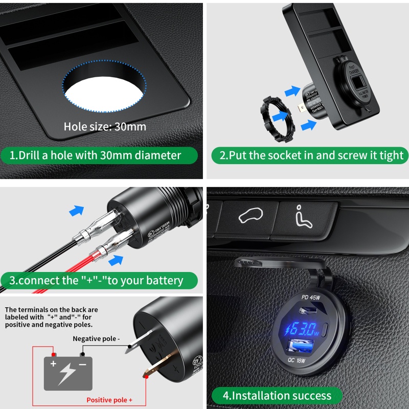 Cục Sạc zzz Power Adapter 45W Type C PD + 18W Cho QC 3.0 USB Chống Nước