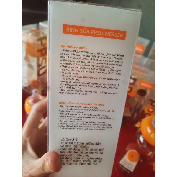 Bình sữa wesser cao cấp ppsu 140ml cổ hẹp