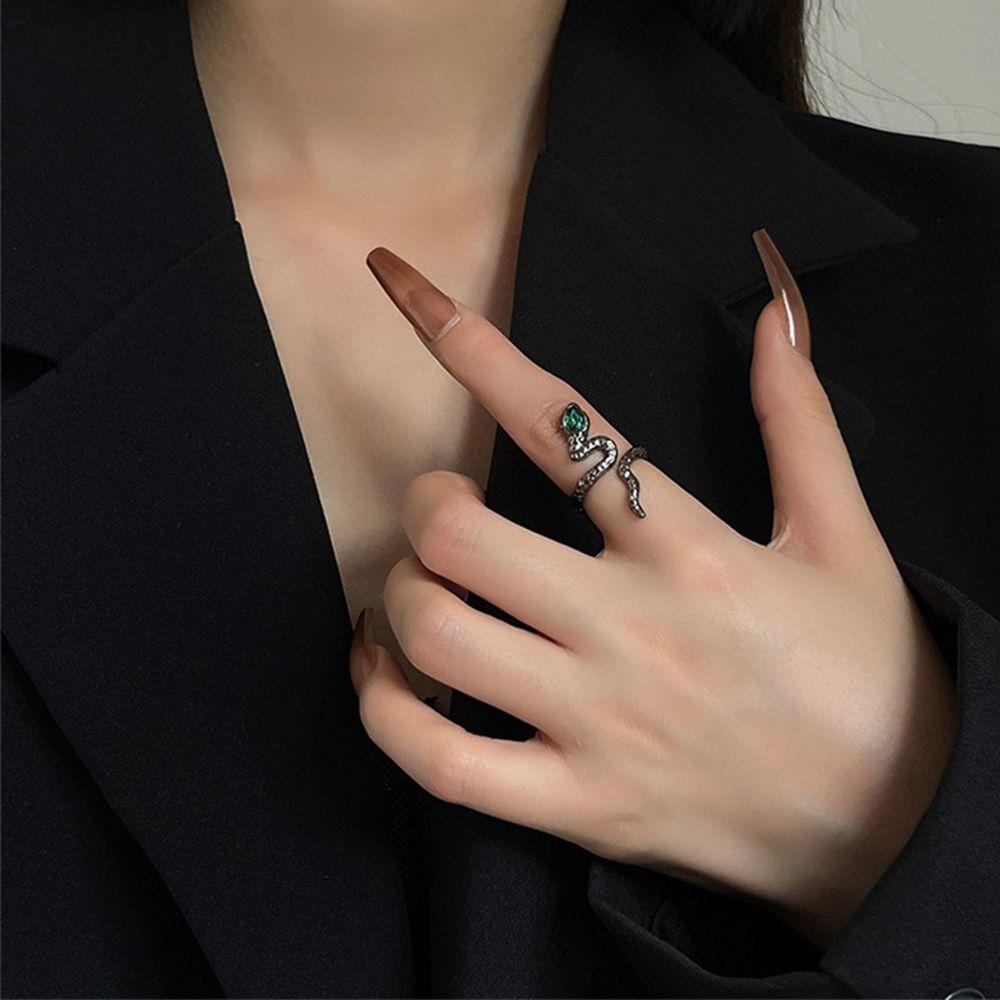 Phụ Kiện Trang Trí Cho Quần Áo Bằng Vải ANEMONE Màu Xanh Lá|Nhẫn Hình Rắn Độc Đáo Thời Trang Hàn Quốc Có Thể Điều Chỉnh Cho Cặp Đôi