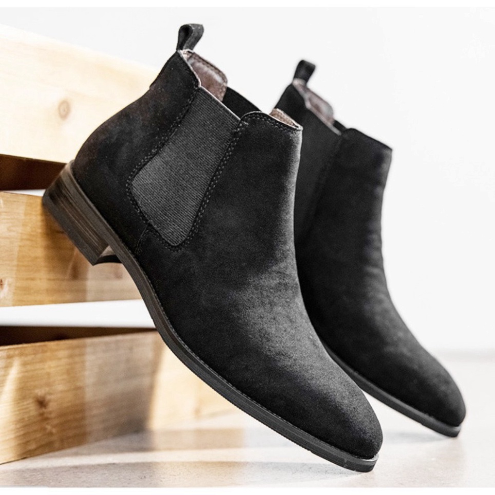 Chelsea boots Nam da lộn màu đen tăng chiều cao