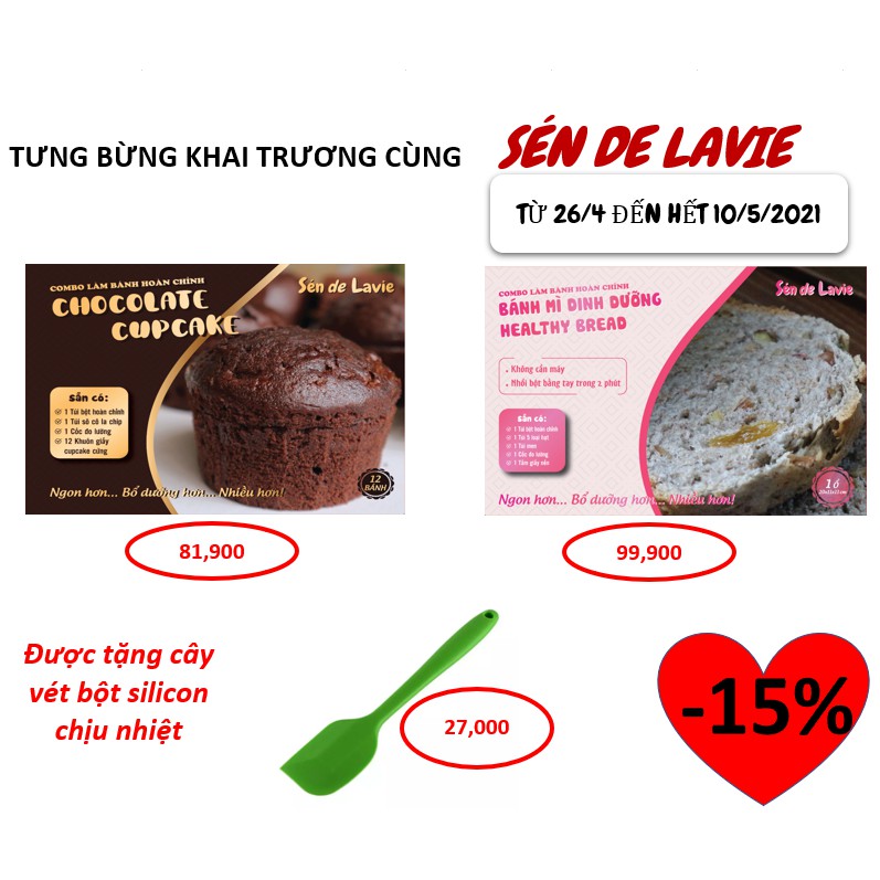 Bộ 2 combo làm bánh hoàn chỉnh - Bánh cupcake Sô cô la - Bánh mì Dinh Dưỡng