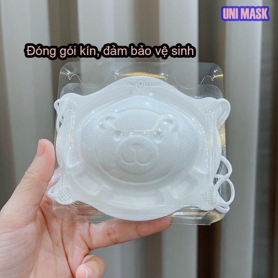 Khẩu trang trẻ em hình gấu cho bé từ 0-3 tuổi UNI MASK bảo vệ hô hấp, chống giọt bắn. set 3 cái