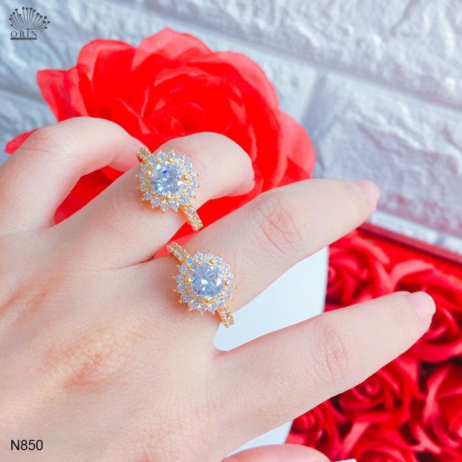 Nhẫn nữ hoa sen đính đá bền màu cao cấp Orin N850