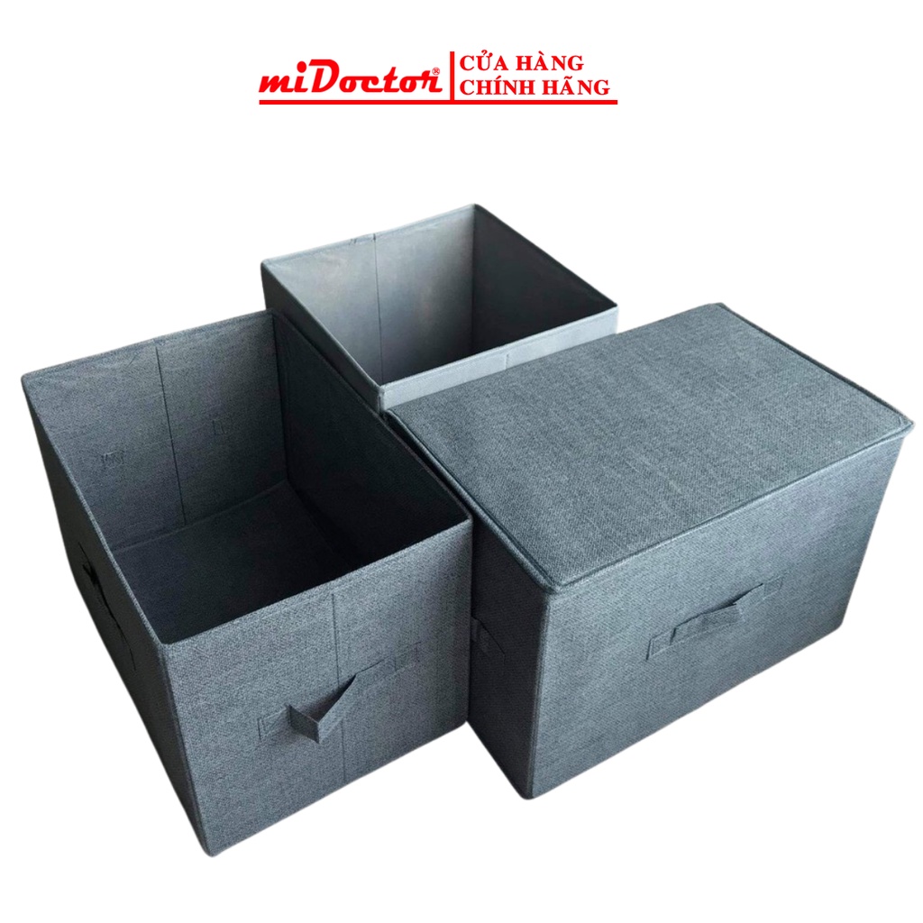 Combo 3 Hộp Vải Đựng Đồ Đa Năng TD1, TD2 Không Nắp/Có Nắp Phong Cách Thụy Điển Sang Trọng miDoctor Size 38 x 25 x 25cm