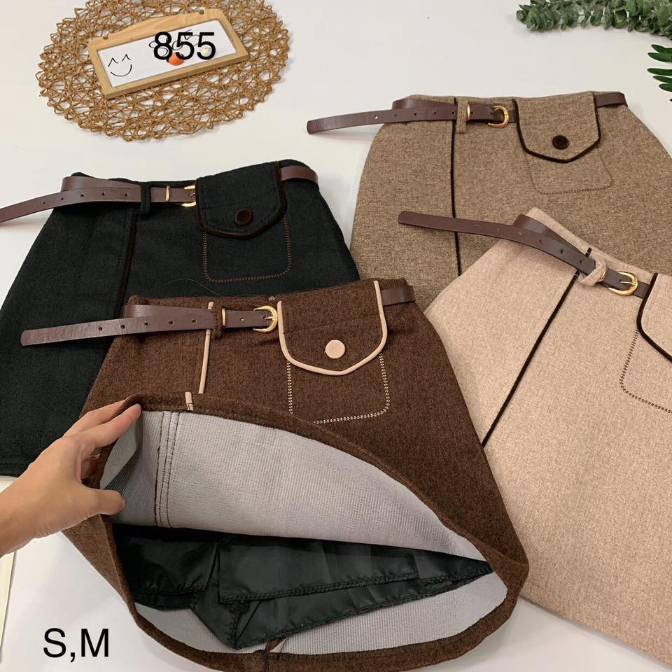 Chân váy túi giả viền kèm nịt