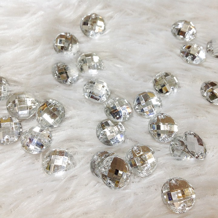 Hạt kết áo 3d tròn bạc nhiều giác lấp lánh đính áo siêu đẹp