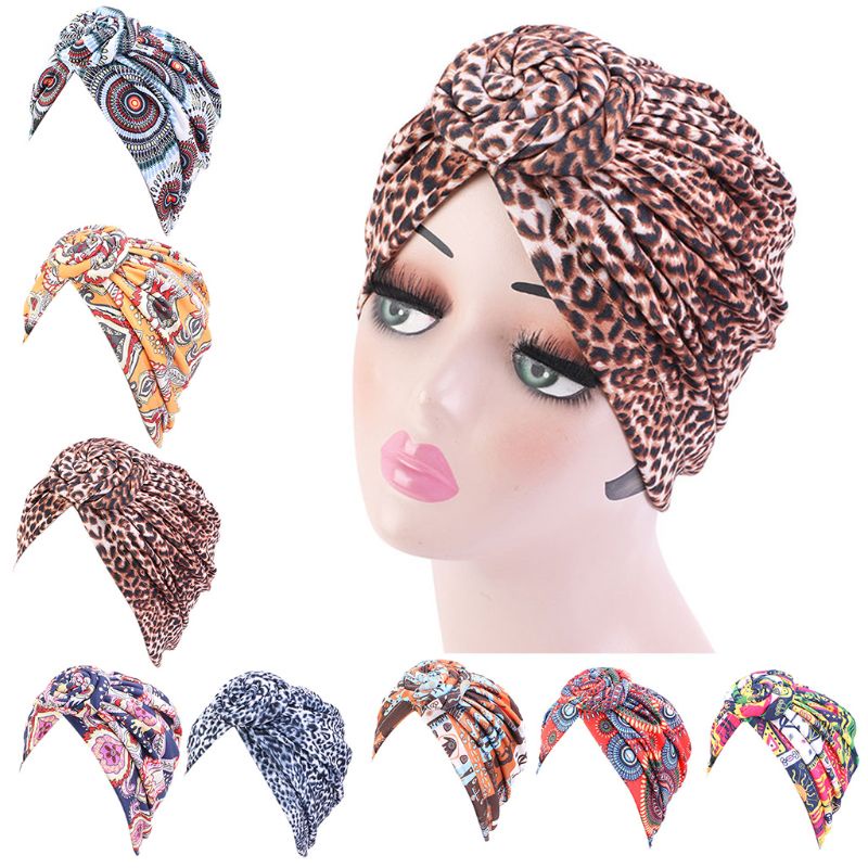 Mũ Turban Thắt Nút Họa Tiết Thổ Cẩm Cho Nữ