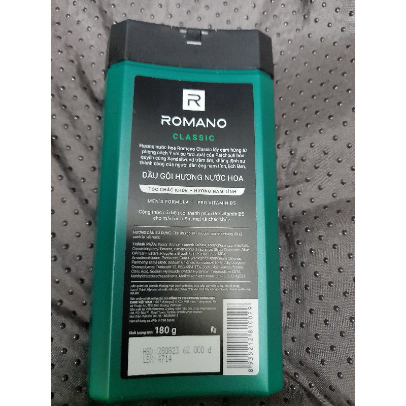 Dầu gội đầu dành cho nam Romano Classic 180g