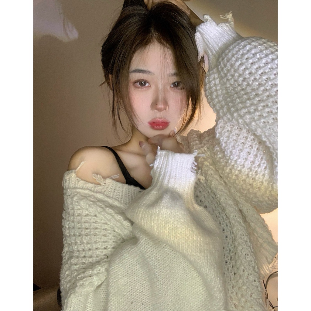 HUANG YOYO Áo cardigan dáng rộng tay dài phồng nhẹ phong cách Hàn Quốc thời trang cho nữ | BigBuy360 - bigbuy360.vn