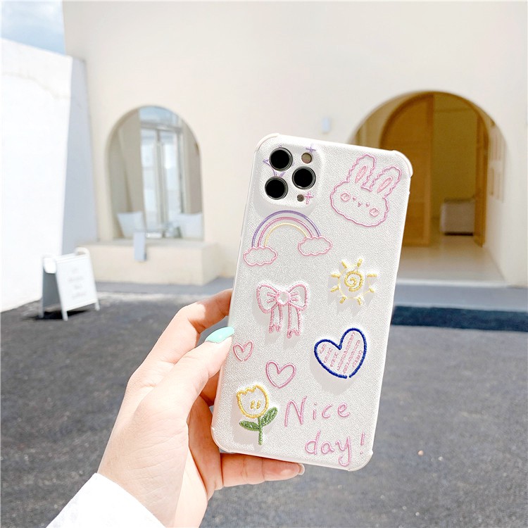 Ốp lưng iphone Thỏ trắng thêu viền chống va đập 5/5s/6/6plus/6s/6splus/7/7plus/8/8plus/x/xr/xs/11/12/pro/max/plus/promax | BigBuy360 - bigbuy360.vn