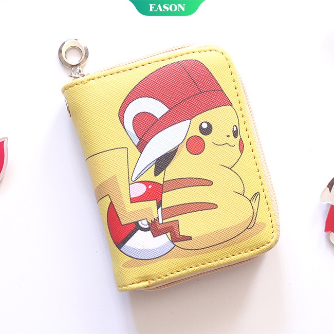 Ví Ngắn Có Khóa Kéo In Hình Pokemon / Pikachu Dễ Thương Cho Nữ