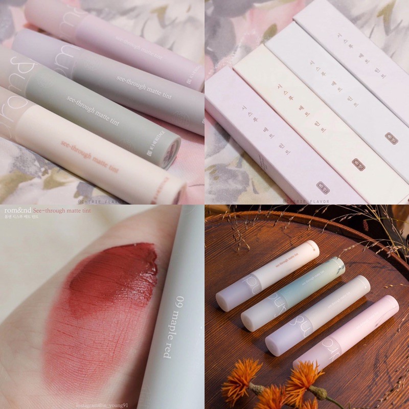 [Hanbok] Son kem lì Romand See-Through Matte Tint 10 màu (Có Sẵn)