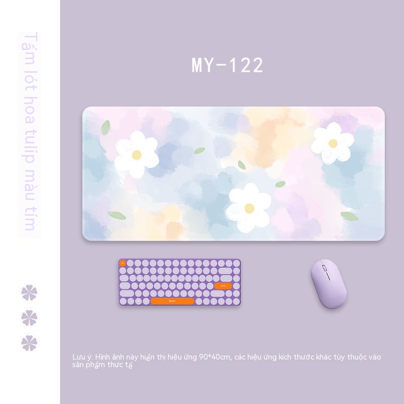 Thảm Lót Chuột Máy Tính Mềm Mại Hình Hoa Tulip Màu Tím Cỡ Lớn