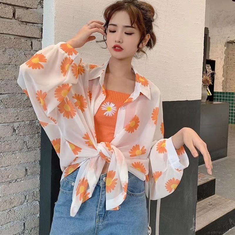 Áo Khoác Chống Nắng Tay Dài Hoạ Tiết Hoa Cúc Thời Trang Đi Biển | BigBuy360 - bigbuy360.vn