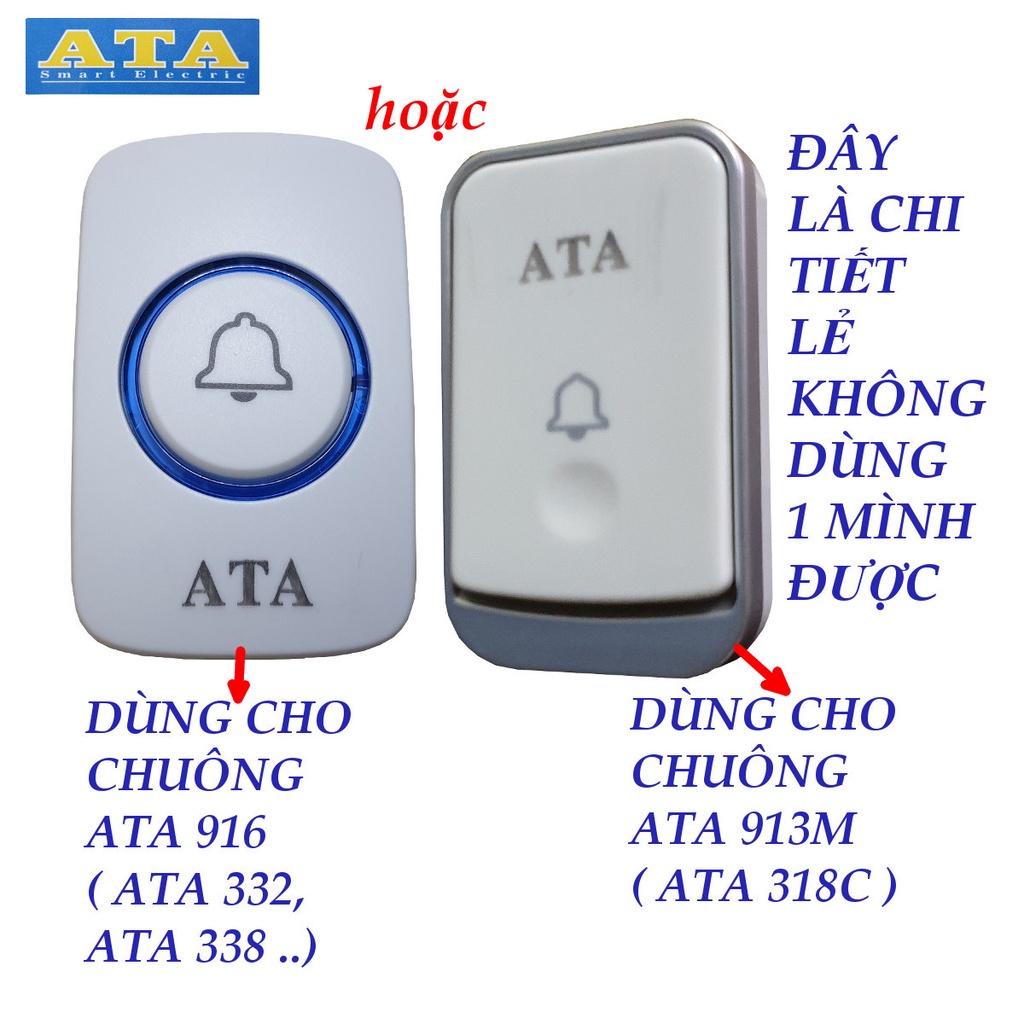 Nút nhấn chuông của bộ chuông ATA916 -ATA 913 - Chi tiết rời không dùng 1 mình được