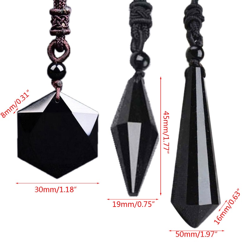 Vòng cổ Mặt Đá Obsidian Đen Đơn Giản Cho Nam Và Nữ