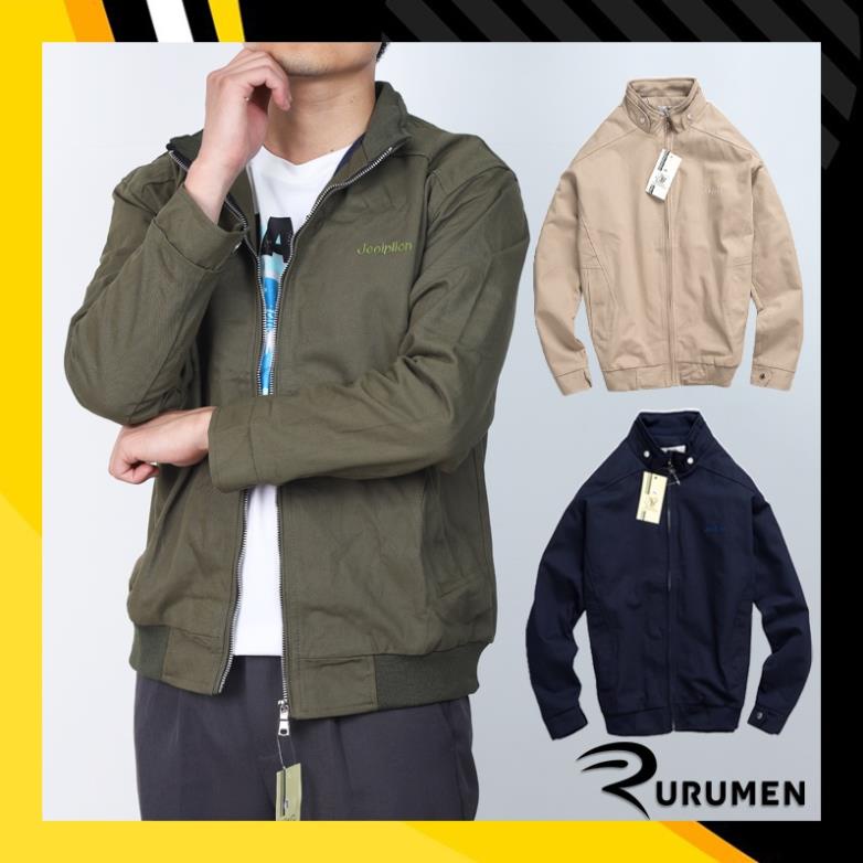 Áo Khoác Nam Kaki 2 Lớp Cổ Trụ RURUMEN Cao Cấp VNXK Màu Xanh Rêu, Kem, Xanh Đen - AK065 ⚡