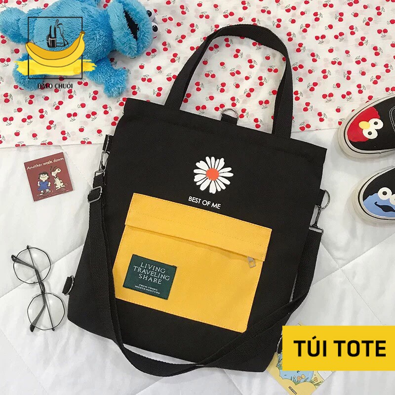 [FREESHIP] Túi tote nữ, túi vải phong cách Hàn quốc đựng vừa A4 - HOA CÚC BEST OF ME