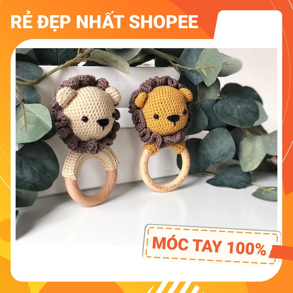 Lục lạc cầm tay SƯ TỬ 5, móc tay 100% len chất lượng cao, an toàn tuyệt đối cho bé tập cầm nắm