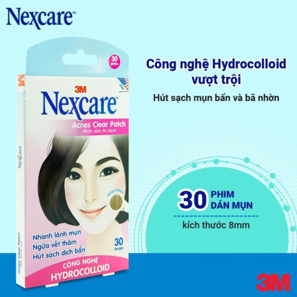 (HÀNG CHÍNH HÃNG) Miếng dán mụn 8mm Nexcare 3M TA030 30 miếng RẤT HIỆU QUẢ